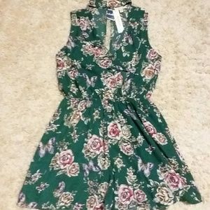 NWT Green floral romper